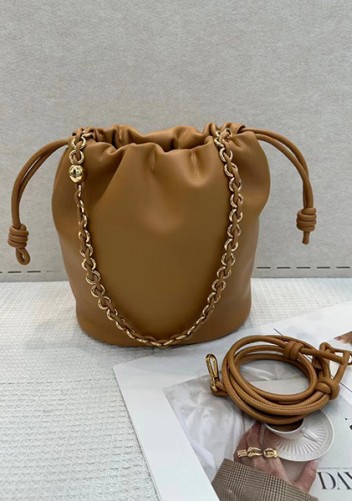 Salsa Leather Medium Drawstring Bucket Bag Brown