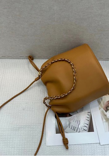 Salsa Leather Medium Drawstring Bucket Bag Brown