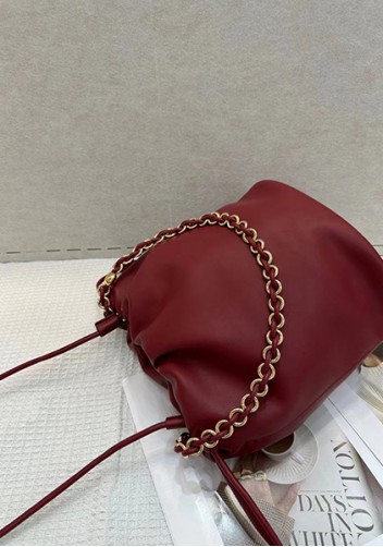 Salsa Leather Medium Drawstring Bucket Bag Burgundy