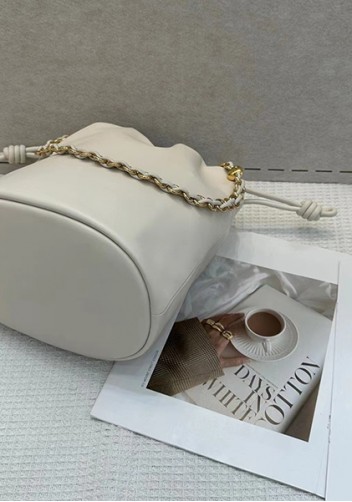 Salsa Leather Medium Drawstring Bucket Bag White