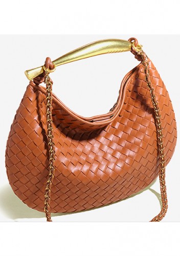 The Fish Handle Medium Vegan Leather Chain Bag Brown