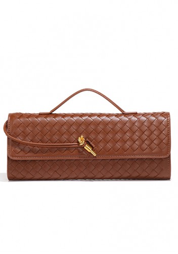 Allegria Long Clutch With Handle Vegan Leather Bag Brown