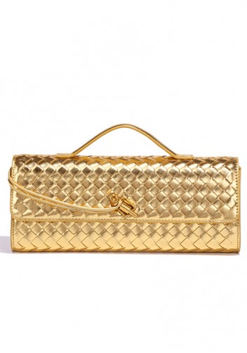 Allegria Long Clutch With Handle Vegan Leather Bag Gold