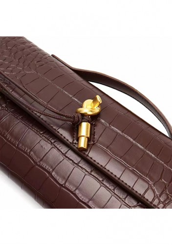 Allegria Long Clutch With Handle Croc Leather Bag Choco
