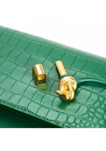 Allegria Long Clutch With Handle Croc Leather Bag Green