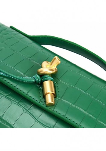 Allegria Long Clutch With Handle Croc Leather Bag Green