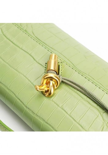 Allegria Long Clutch With Handle Croc Leather Bag Light Green