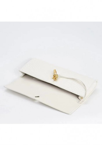 Allegria Long Clutch With Handle Croc Leather Bag White