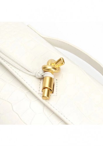 Allegria Long Clutch With Handle Croc Leather Bag White