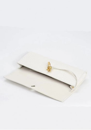 Allegria Long Clutch With Handle Croc Leather Bag White
