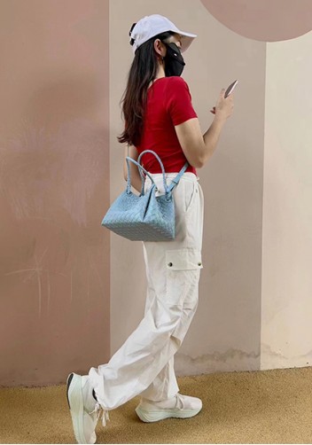 Mia Chute Leather Small Shoulder Bag Blue