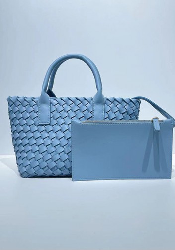 Grand Boulevard Woven Small Tote Blue