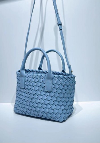 Grand Boulevard Woven Small Tote Blue