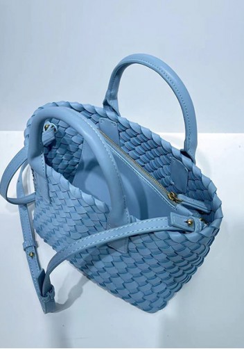 Grand Boulevard Woven Small Tote Blue