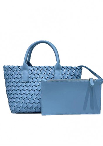 Grand Boulevard Woven Small Tote Blue