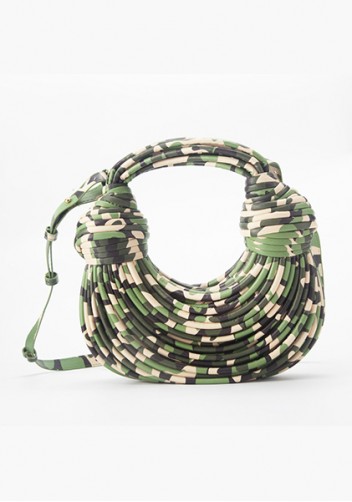 Dina Spaghetti Vegan Leather Knot Shoulder Bag Camouflage