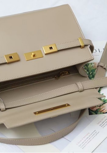 Ivana Leather Small Shoulder Bag Beige