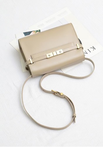 Ivana Leather Small Shoulder Bag Beige