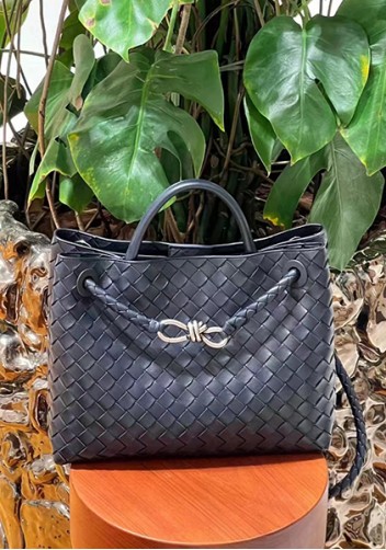 Allegria Woven Medium Vegan Leather Shoulder Bag Black