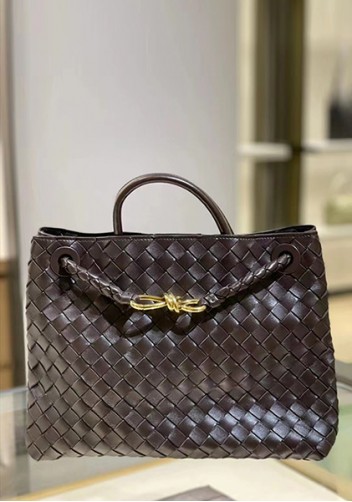 Allegria Woven Medium Vegan Leather Shoulder Bag Coffee