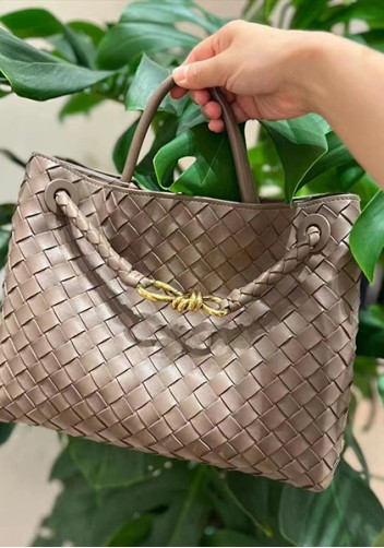 Allegria Woven Medium Vegan Leather Shoulder Bag Grey