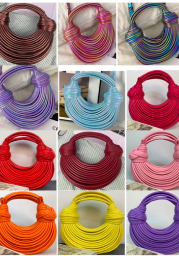 Dina Spaghetti Vegan Leather Knot Shoulder Bag Hot Pink