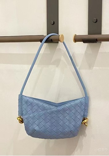 Mia Woven Vegan Leather Slim Mini Shoulder Bag Blue