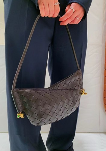 Mia Woven Vegan Leather Slim Mini Shoulder Bag Blue