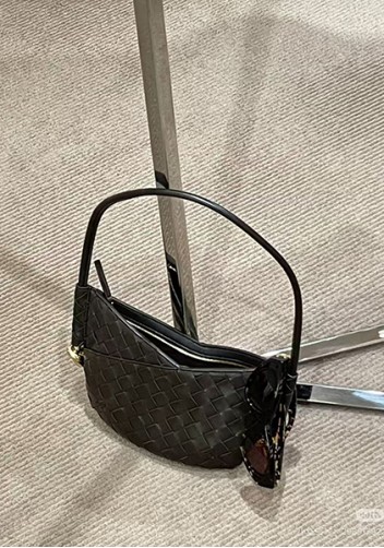 Mia Woven Vegan Leather Slim Mini Shoulder Bag Blue