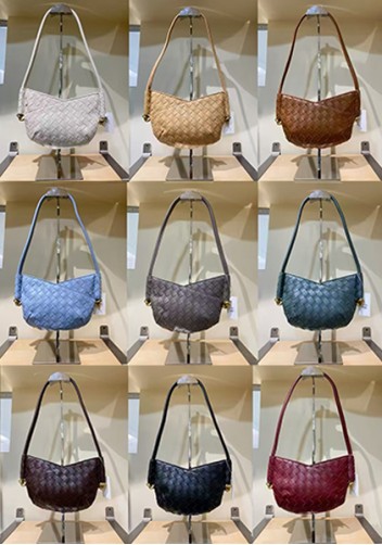 Mia Woven Vegan Leather Slim Mini Shoulder Bag Blue