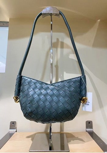 Mia Woven Vegan Leather Slim Mini Shoulder Bag Slate Grey