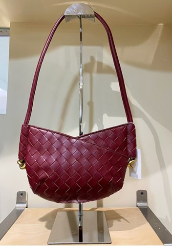 Mia Woven Vegan Leather Slim Mini Shoulder Bag Wine