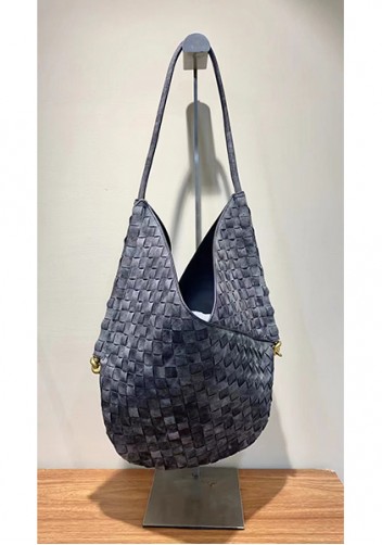 Mia Woven Denim Slim Small Shoulder Bag Black