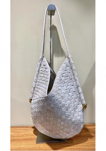 Mia Woven Denim Slim Small Shoulder Bag Grey