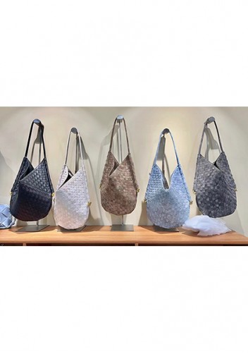 Mia Woven Denim Slim Small Shoulder Bag Grey