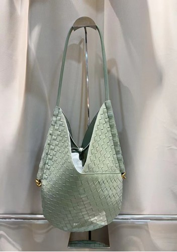 Mia Woven Vegan Leather Slim Small Shoulder Bag Cave Green