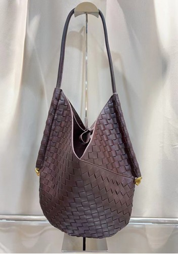 Mia Woven Vegan Leather Slim Small Shoulder Bag Choco