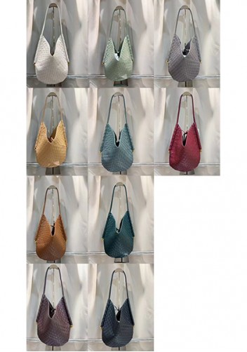 Mia Woven Vegan Leather Slim Small Shoulder Bag Choco