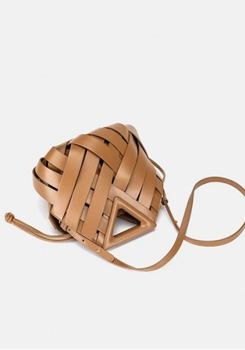 Euclid Medium Faux Woven Bag Brown