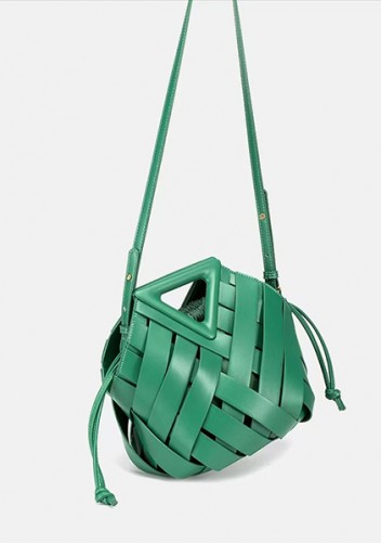 Euclid Medium Faux Woven Bag Green