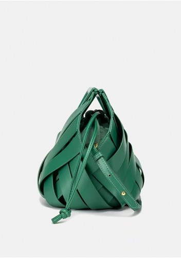 Euclid Medium Faux Woven Bag Green