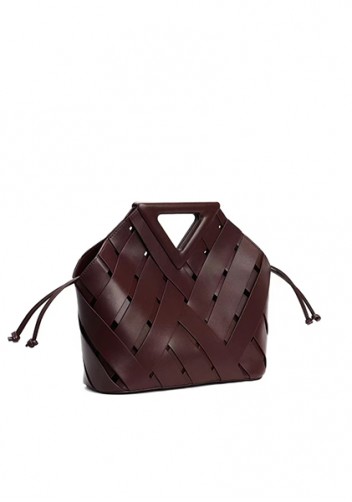 Euclid Medium Leather Woven Bag Choco