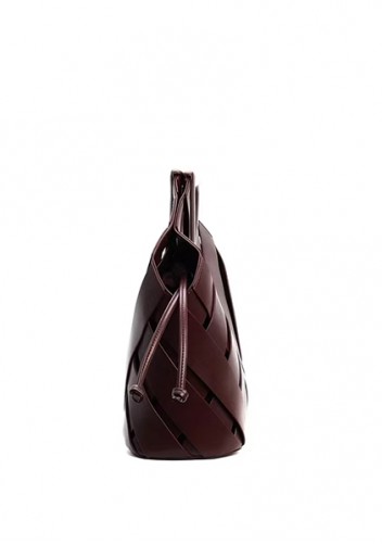 Euclid Medium Leather Woven Bag Choco