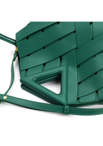 Euclid Medium Leather Woven Bag Green