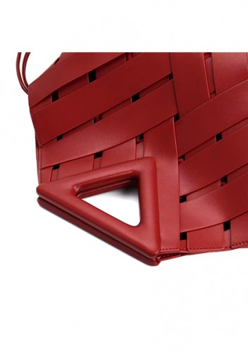 Euclid Medium Leather Woven Bag Wine