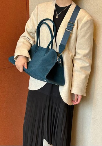 Ashley Suede Leather Bag Blue