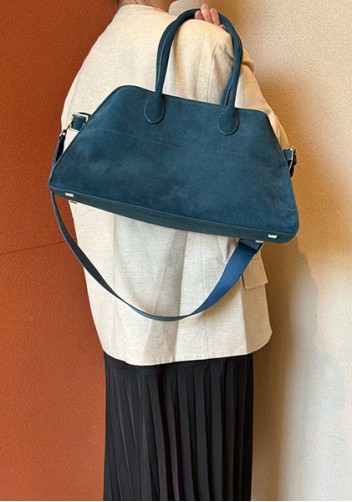 Ashley Suede Leather Bag Blue