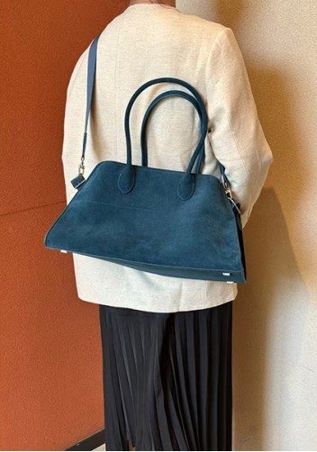 Ashley Suede Leather Bag Blue