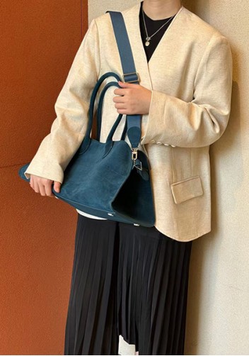Ashley Suede Leather Bag Blue