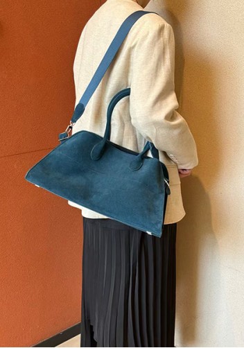 Ashley Suede Leather Bag Blue